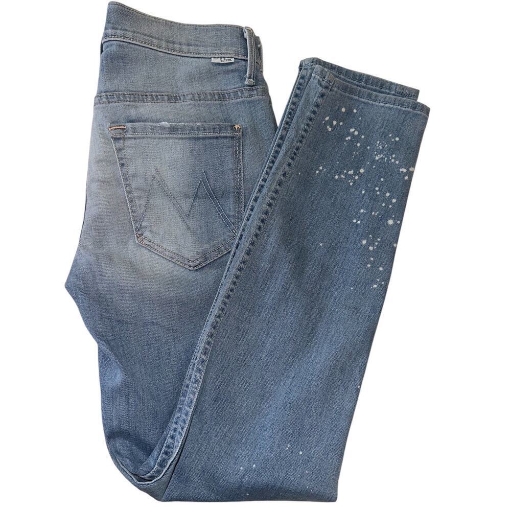 MOTHER The Muse Ankle Jeans Size 26 Blue Paint Splatter Straight Leg Premium